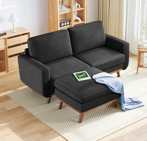 Vista 63 de Vesgantti Sofá modular en forma de U de 119 pulgadas, sofá modular de pana con asiento profundo y soporte de resortes, sofá convertible con 2 Beige