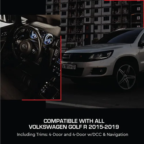 Vista 3 de CupHolderHero para VW Golf R 2015-2019 - Juego de portavasos (borde negro)