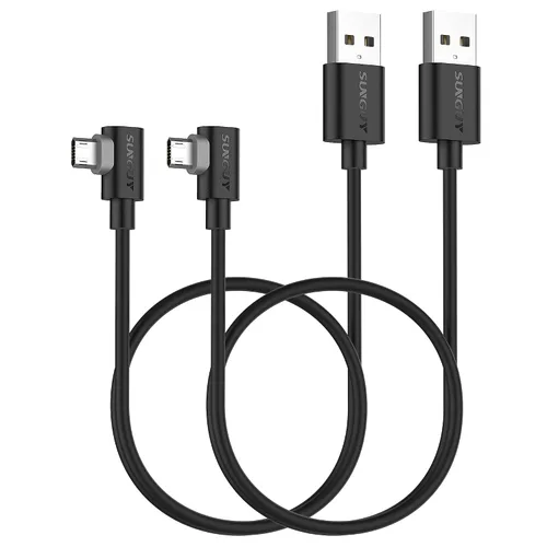 Vista 12 de SUNGUY Cable micro USB corto de 6 pulgadas de 90 grados, 2 unidades, cable micro USB de ángulo recto de carga rápida y sincronización de datos