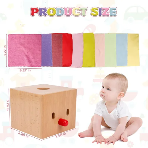 Vista 5 de Adena Montessori Juguetes infantiles llenos de madera de la caja del tejido del bebé para el bebé de 6-12 meses