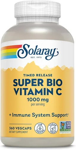 Vista 9 de Solaray Vitamina C tamponada Super Bio de 1000 mg, vitamina C de liberación temporal de dos etapas con bioflavonoides, suplemento de apoyo