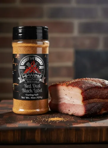 Vista 3 de Hi-West Red Dust Black Label - Sal curadora de carne de primera calidad n.º 1, 16 onzas, con 6.25% de nitrito de sodio, extracto de pimiento