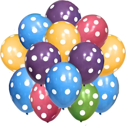 Vista 3 de PMU Globos de lunares – Globos pequeños multicolor para cumpleaños, bodas, Navidad, aniversarios de Halloween, baby shower y suministros de Surtido