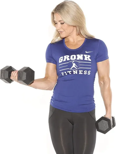 Vista 5 de Gronk Fitness Pares de mancuernas hexagonales de goma, 5 libras a 70 libras, equipo de entrenamiento para hombres y mujeres, hierro fundido