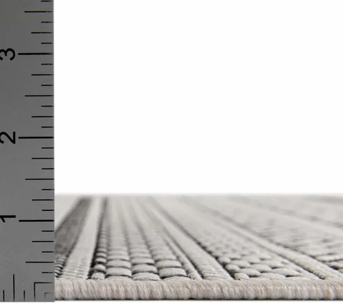 Vista 5 de Unique Loom Outdoor Striped Collection Alfombra de área - Maia (2' 2" x 3' 1" Rectángulo, Beige/Marfil)