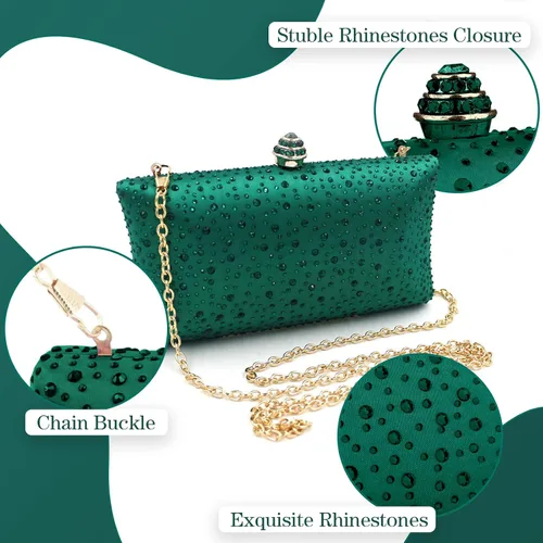 Vista 5 de Bolsos de mujer con diamantes de imitación para fiesta de graduación, boda, novia, bolsas de noche, bolsa de mano de fiesta de cristal
