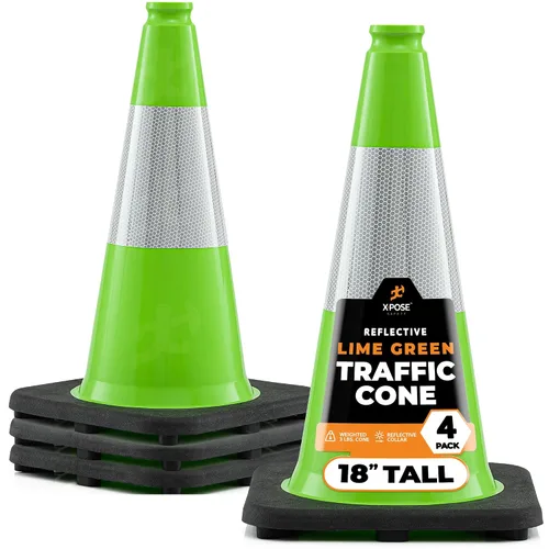 Vista 34 de Xpose Safety Conos de tráfico naranjas de 12 pulgadas con collar de 4 pulgadas, paquete de 4 conos de seguridad de plástico PVC multiusos