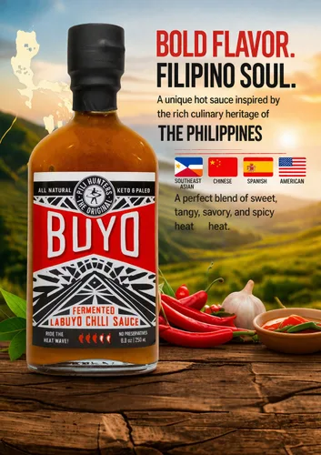 Vista 2 de Pili Hunters Buyo - Salsa picante de chile fermentado filipino (8.8 onzas) - Siling Labuyo salsa fermentada en barril de lotes pequeños, keto