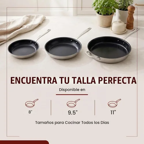 Vista 9 de Alva Maestro sartén antiadherente de acero inoxidable de 8 pulgadas – Hecha sin revestimiento cerámico de PFAS, PFOA y PTFE – Núcleo reforzado