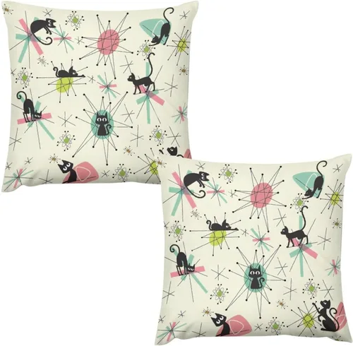 Vista 26 de Juego de 2 fundas de almohada florales retro de los años 70, Groovy Funky Hippie Flor Naranja Estética Boho Fundas de Almohada de 16 x 16 pulgadas