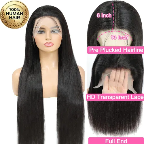 Vista 2 de CUTE BEIN Pelucas de cabello humano con encaje frontal HD de 13 x 6 pulgadas de densidad 250, [2 años de vida útil, 9.12 onzas], pelucas de cabello
