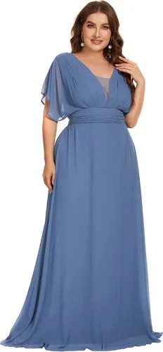 Vista 4 de Alisa Pan 7851-AS - Vestido largo formal de gasa para mujer talla extra grande