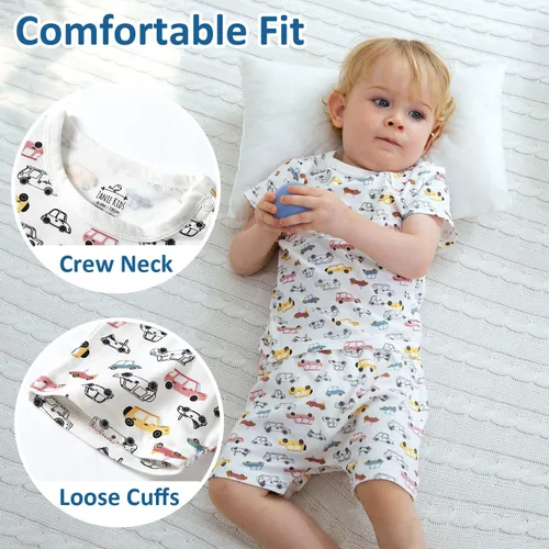 Vista 3 de Zanie Kids Pijama de algodón para bebé y niño para niña y niño, ropa de dormir de verano
