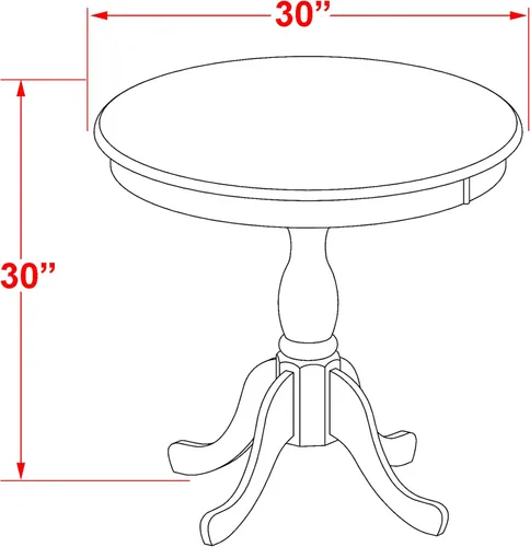 Vista 10 de East West Furniture ESAB3-BCH-06 - Juego de mesa de cocina de 3 piezas contiene una mesa de comedor redonda con pedestal y 2 sillas de comedor