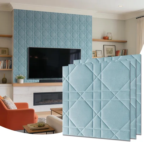 Vista 13 de Paneles de pared 3D de terciopelo para decoración de pared interior despegar y pegar, paneles de pared 3D con textura geométrica insonorizada