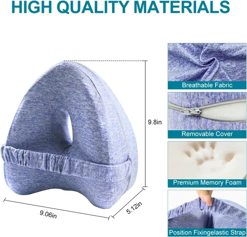 Vista 2 de Leg Alignment Pillow - Orthopedic Memory Foam Support Pillow for Side Sleepers (Blue)