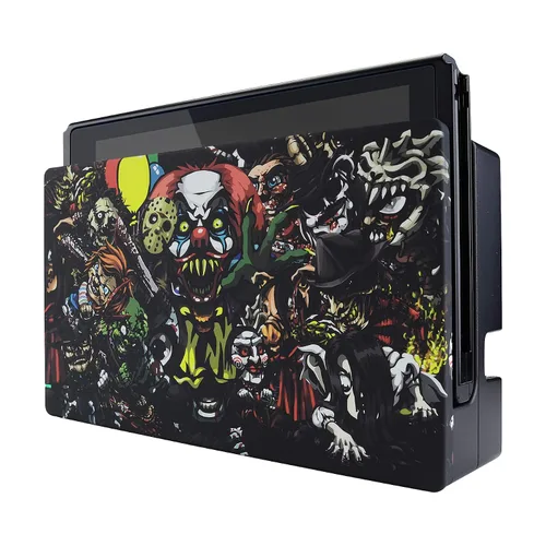 Vista 6 de eXtremeRate Custom Soft Touch Grip Faceplate for Nintendo Switch Dock, Scary Party Patterned DIY Replacement Housing Shell for Nintendo Switch Dock