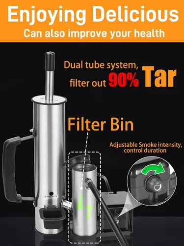 Vista 3 de Tubo de humo para actualización de ahumador de pellets, generador de humo frío para parrilla de gas, ahumador eléctrico inalámbrico portátil