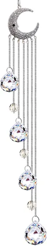 Vista 8 de 20 Pulgadas Azul Ojo del Mal Cristales Colgantes Atrapasoles Adorno para Árbol de Navidad con Bola de Energía Chakra Prisma Colgante