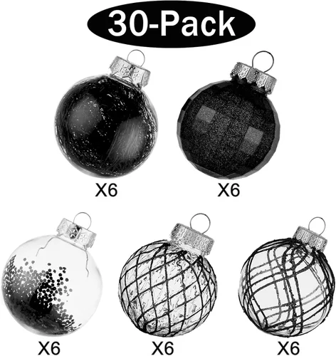 Vista 2 de CristBest Juego de adornos de bolas de Navidad de 30 unidades, 2.36 pulgadas, de plástico transparente, inastillables, con relleno delicado