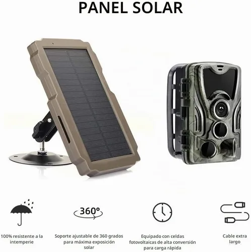 Vista 8 de Lixada Panel solar de cámara de sendero, cargador solar recargable para cámara, kit de panel solar para exteriores de 6 V-12 V con soporte giratorio