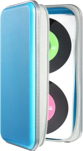 Vista 21 de UENTIP Funda para CD, capacidad para 96 CD, de plástico duro, cartera protectora para CD/DVD, para coche, hogar, viajes (96, negro) CD DVD