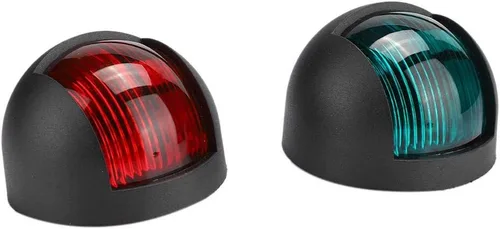 Vista 6 de 2 luces LED para barco, 12 V, 24 V, luz de navegación para barcos, yate marino, luz indicadora LED roja y verde (negro)