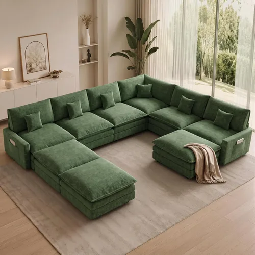 Vista 83 de Sofá seccional modular de 107", sofá de nube en forma de L con otomana Negro