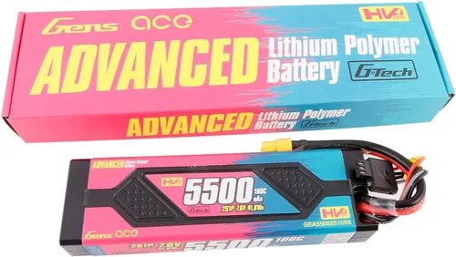 Vista 5 de Gens ace Advanced 5500mAh 7.6V 100C 2S1P Hardcase HV Lipo batería con chip G-Tech es más inteligente, segura y conveniente (2 piezas)