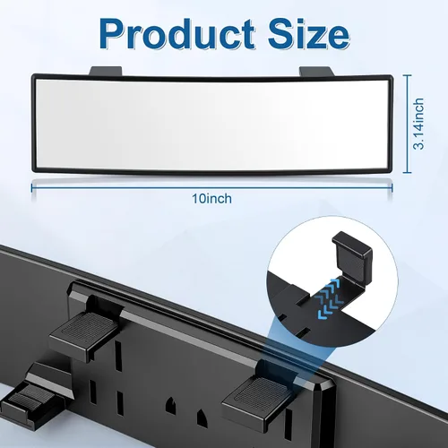 Vista 4 de SINGARO Espejos retrovisores interiores, accesorios universales de 10 pulgadas, gran angular para reducir el punto ciego de manera eficaz