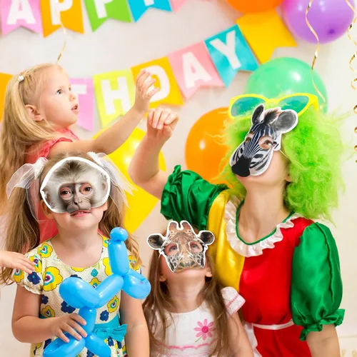 Vista 6 de 32 máscaras faciales de animales de safari monstruo para niños, monstruo, selva, bosque, zoológico, animales, máscaras de dibujos animados