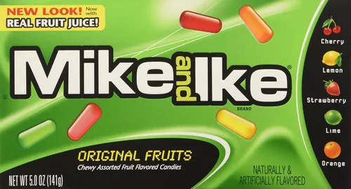 Vista 6 de Mike y Ike Mega Mix 10 Sabores Caramelos Masticables con Sabor a Frutas 5 Oz Caja de Teatro, Surtidos de Frutas, 12 Unidades Frutas surtidas, 12