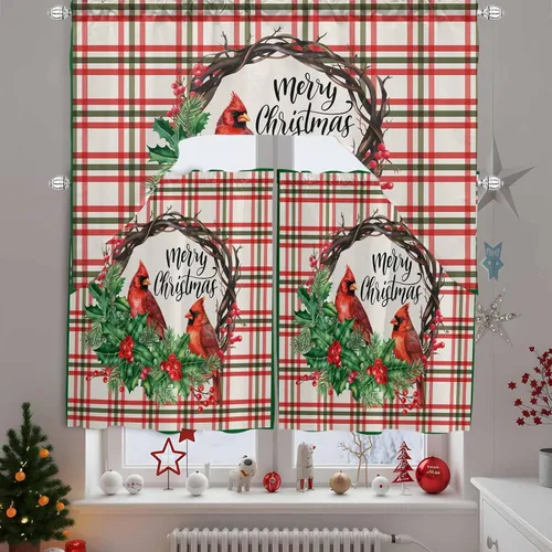 Vista 9 de Cortinas de cocina con cenefa de estilo rústico con bolsillo para barra, paneles de cortina para dormitorio, sala de estar, baño, cafetería