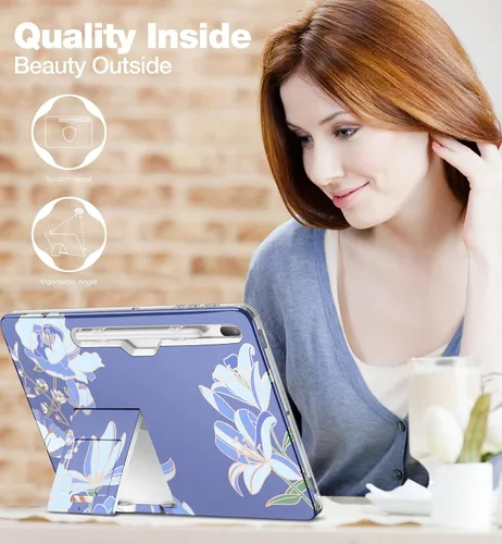 Vista 6 de SURITCH Funda para Samsung Galaxy Tab S7 FE para Tablet S7+ Plus, S8+ Plus, protector de pantalla integrado y soporte para bolígrafo S de cuerpo