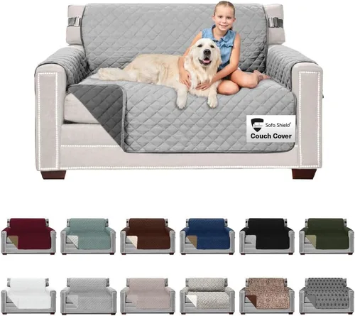 Vista 96 de Sofa Shield - Funda para sofá Loveseat con correa patentada, protector de cojín, funda reversible diseñada en EE. UU. resistente a manchas