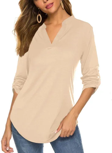 Vista 20 de Halife Blusa de trabajo con cuello en V y manga 3/4 enrollable, estampado c-army verde