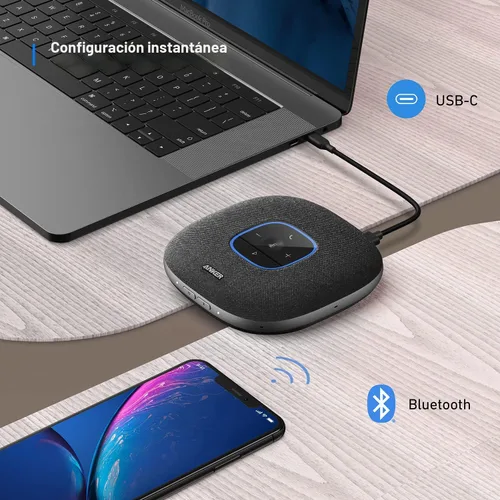 Vista 6 de Anker PowerConf S3 - Altavoz con 6 micrófonos, captación de voz mejorada, tiempo de llamada 24 horas, control de aplicaciones, Bluetooth 5, USB C