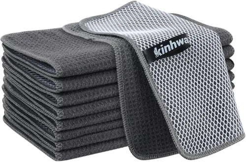 Vista 38 de KinHwa Paños de cocina para platos, paños de microfibra absorbentes de secado rápido, trapos de cocina con lado de limpieza de poliéster, ideal