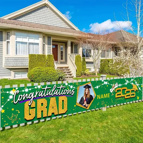 Vista 54 de Decoraciones personalizadas para fiestas de graduación 2026 – Cartel de felicitación de graduación grande – Cartel de fondo de graduación