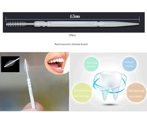 Vista 8 de LBY Palillos de dientes de plástico, palillos interdentales con cepillo y puntas planas de rombo, herramienta de limpieza de dientes caseros