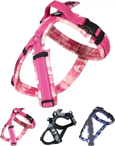 Vista 7 de Hakusan - Arnés tipo camuflaje para perro, seguro, sin asfixia, difícil de desconectar, gran ajuste, fácil de poner y quitar, ajustable, reflector