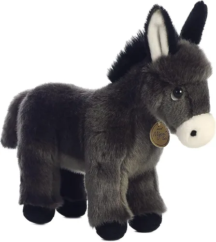 Vista 2 de Aurora® - Adorable burrito de peluche Miyoni®, detalle realista, compañía entrañable, gris, 11 pulgadas