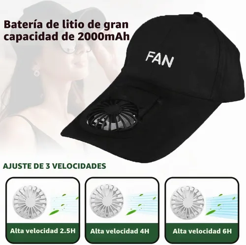 Vista 2 de CTCK Winning Fan Hat-Hat - Sombrero para hombre y mujer con ventilador integrado con carga solar USB, sombreros de sol para mujer Negro