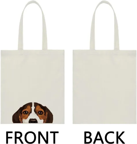 Vista 4 de WIRESTER Bolsa de lona para mujeres y niñas, bolsa de playa, comestibles y viajes, lindo perro