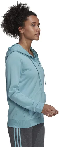 Vista 2 de adidas Sudadera con capucha y cremallera completa con logotipo esencial para Negro-blanco