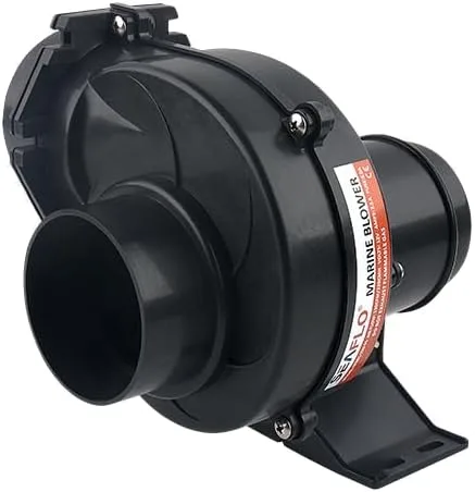 Vista 2 de SEAFLO en línea soplador de aire de sentina 130CFM barco negro ventilación marina 24V