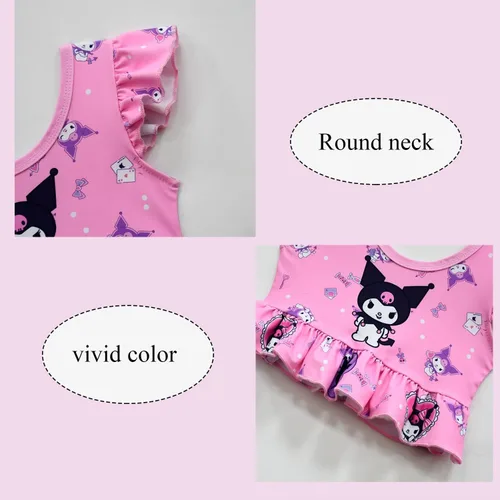 Vista 3 de Conjunto de bikini de verano para niñas, conjunto de traje de baño con mangas con volantes