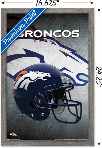Vista 3 de Trends International NFL Denver Broncos - Póster de pared con casco 16, 14.725 x 22.375 pulgadas, versión enmarcada de madera de granero Versión