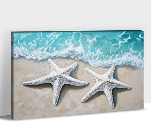 Vista 12 de GUTTATY Lienzo decorativo para pared, cuadros del océano, pintura de arte costero para decoración de pared de sala de estar, póster de mar, arte