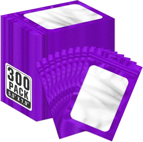 Vista 23 de ANZNKU 300 bolsas para bolígrafos, bolsas de Mylar resellables multicolor de 2.7 x 9 pulgadas, bolsas de embalaje con ventana transparente